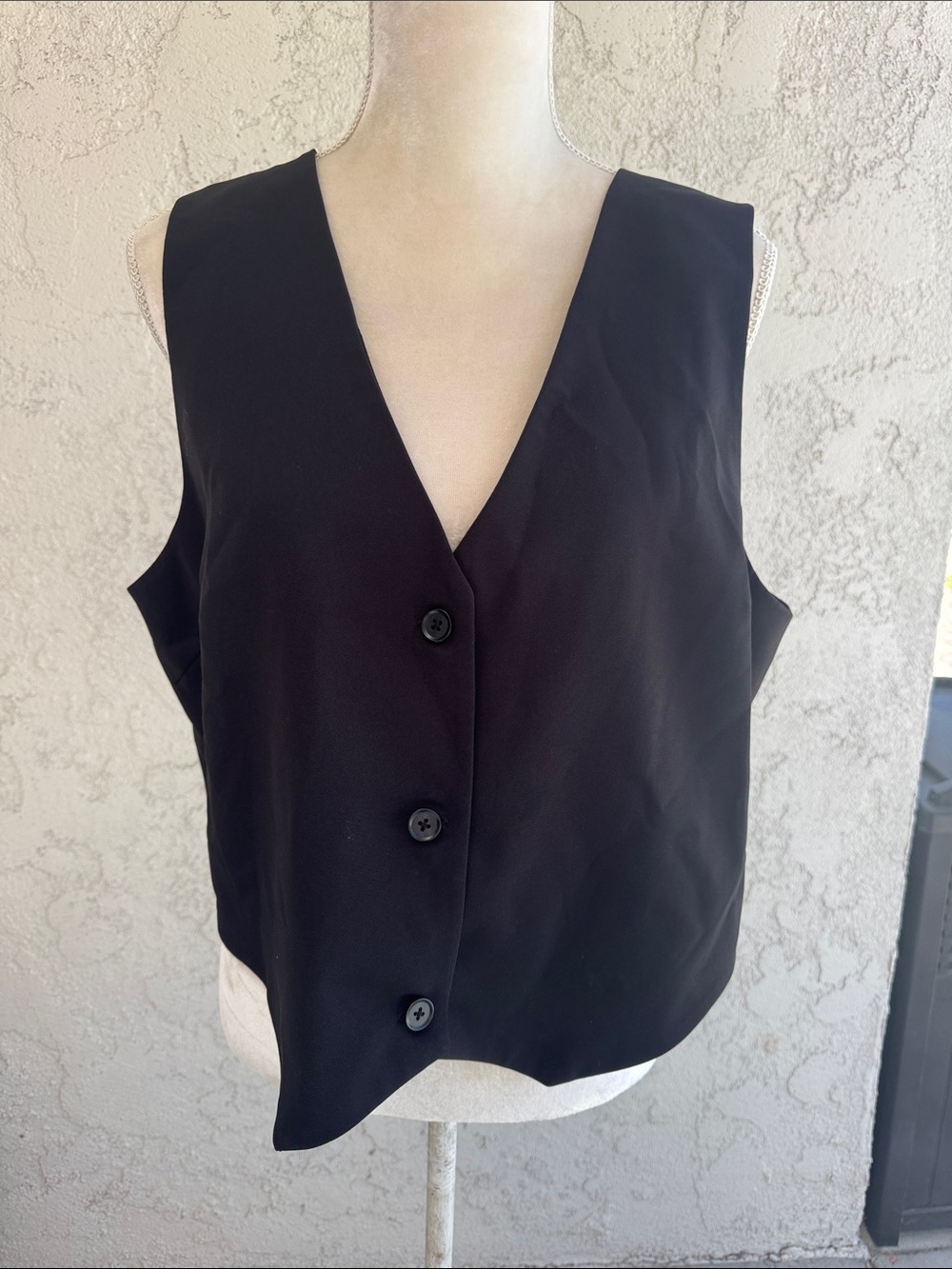 Classic Black Women's Button-Front Vest - Picture 3 of 7
